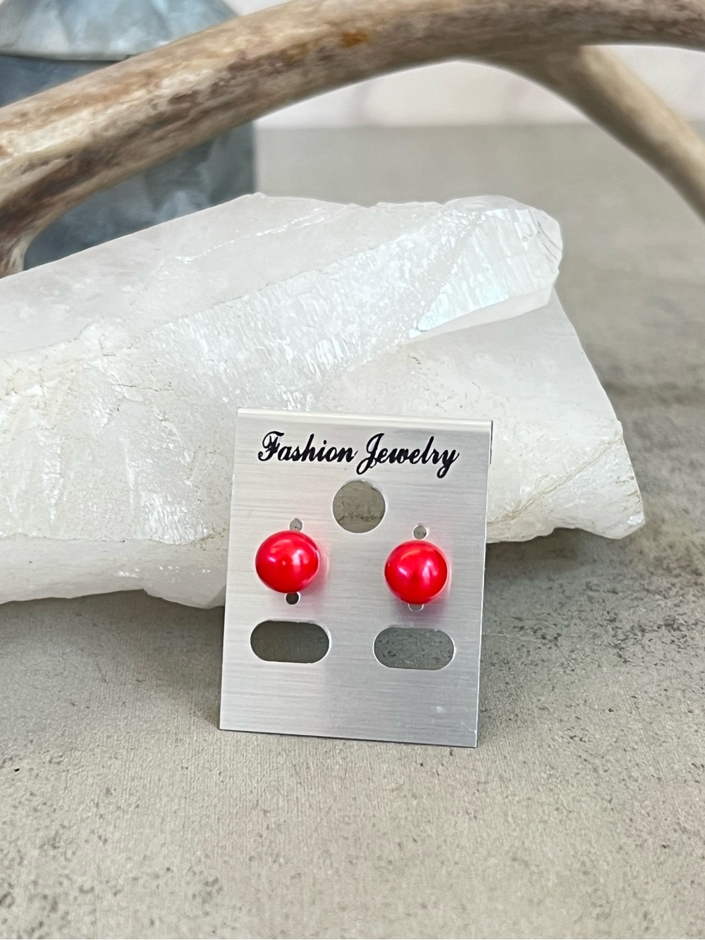Soft Red Vintage Genuine Pearl Earrings NW